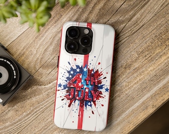 Patriotic Paint Splatter iPhone Case: 4th of July Red, White & Blue