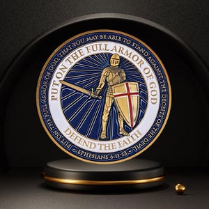 Armor of God Challenge Coin - Ephesians 6:11-13 | Christian Pocket Token | Faith Reminder | Religious Gift for Encouragement