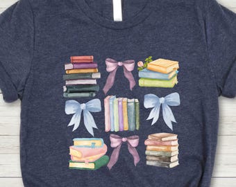 Books Coquette Bow Shirt, Cute Bookish Shirt, Bookworm Shirt, Book Lover Gift, Gift For Librarian, Reading Teacher Sweatshirt, Gift for Her
