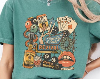 Treaty Oak Revival Western Shirt, Retro Bar Cowboy Graphic Tee, Country Style Sweatshirt, Cowgirls Sweater, Comfort Colors T-Shirt