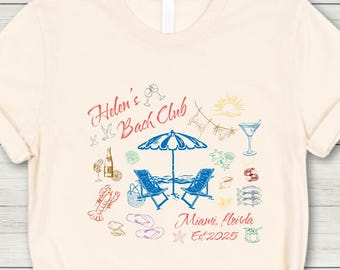Custom Beach Club Bachelorette Shirt, Coastal Themed Bachelorette Party T-Shirt, Bach Club Matching Tee, Custom Bridesmaid Gift
