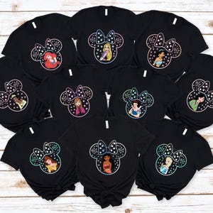 Disney Princess All Characters Minnie Head T-Shirt, Disneyland Girls Trip Gift, Princess Matching Kids Youth Toddler T-Shirt, Gift for Kids