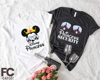 Disney Princess-Princess Security Family Matching Shirts, New Dad T-Shirt, Dad Gift from his Daughter, Disneyland Family Trip Shirts