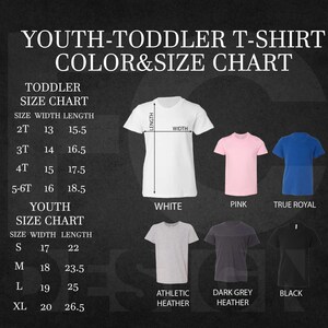 a poster showing the sizes of youth's t - shirts