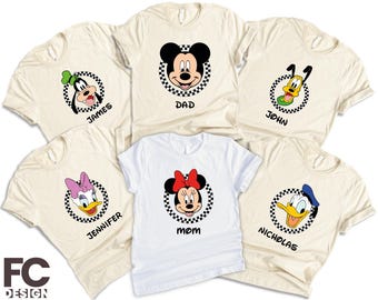 Disney Mickey and Co Shirts, Mickey Minnie Donald Daisy Goofy Pluto Sweatshirts, Checkered Disney Characters Shirt, Disney Trip Family Tees