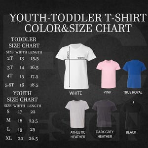 a poster showing the sizes of youth's t - shirts