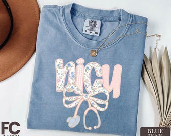 NICU Nurse Bow Shirt, Baby Nurse Tee, Nursing School Sweatshirt, Nurse Life Sweater, Nurse Appreciation Gift, Comfort Colors T-Shirt