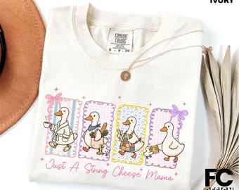 Just A String Cheese Mama Shirt, Mother's Day Gift, Silly Goose Tee, Trendy Motherhood Sweatshirt, Comfort Colors T-Shirt