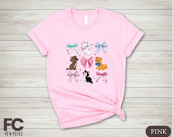 Disney Aristocats Shirt, Coquette Bow Shirt, Disney Cat Sweatshirt, Cat Lover Shirt, Disney Cats Bonjour Shirt, Cat Mom Shirt, Gift for Her