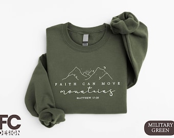 Faith Can Move Mountains Sweatshirt, Minimal Christian T-Shirt, Matthew Shirt, Religious Gift, Faith Shirt, Jesus Hoodie, Bible Verse Shirt