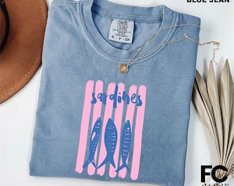 Sardines Shirt, Beach Vacation Tee, Amalfi Coast Sweater, Les Sardines Social Club Tee, Trendy Coastal Sweatshirt, Comfort Colors T-Shirt