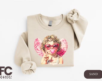 Blowing Bubble Cupid Sweatshirt, Cupid Hoodie, Valentines Day Shirt, Gift for Women, Cupid's Brewing Co Hoodie, Angel Shirt, Gift for Couple