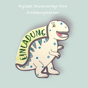 Digitale Einladung T-Rex Dino Kindergeburtstag – PDF zum Ausdrucken & Basteln – DIY Einladungskarte Dinosaurier – Einladungskarte Jungen