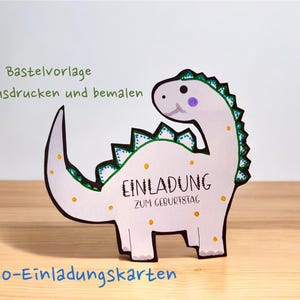 Digitale Einladung Dino Kindergeburtstag – PDF zum Ausdrucken & Basteln – DIY Einladungskarte Dinosaurier – Einladungskarte Jungen