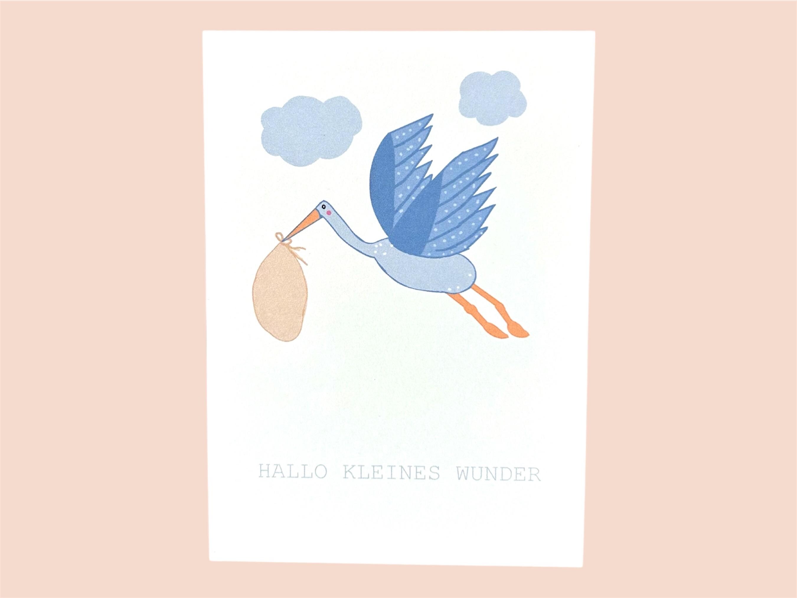 Wee Blue Coo Grußkarte - Große Vögel Auf Streifen Für Geburtstag & Besondere Anlässe, 17,5 X 12,5 Cm