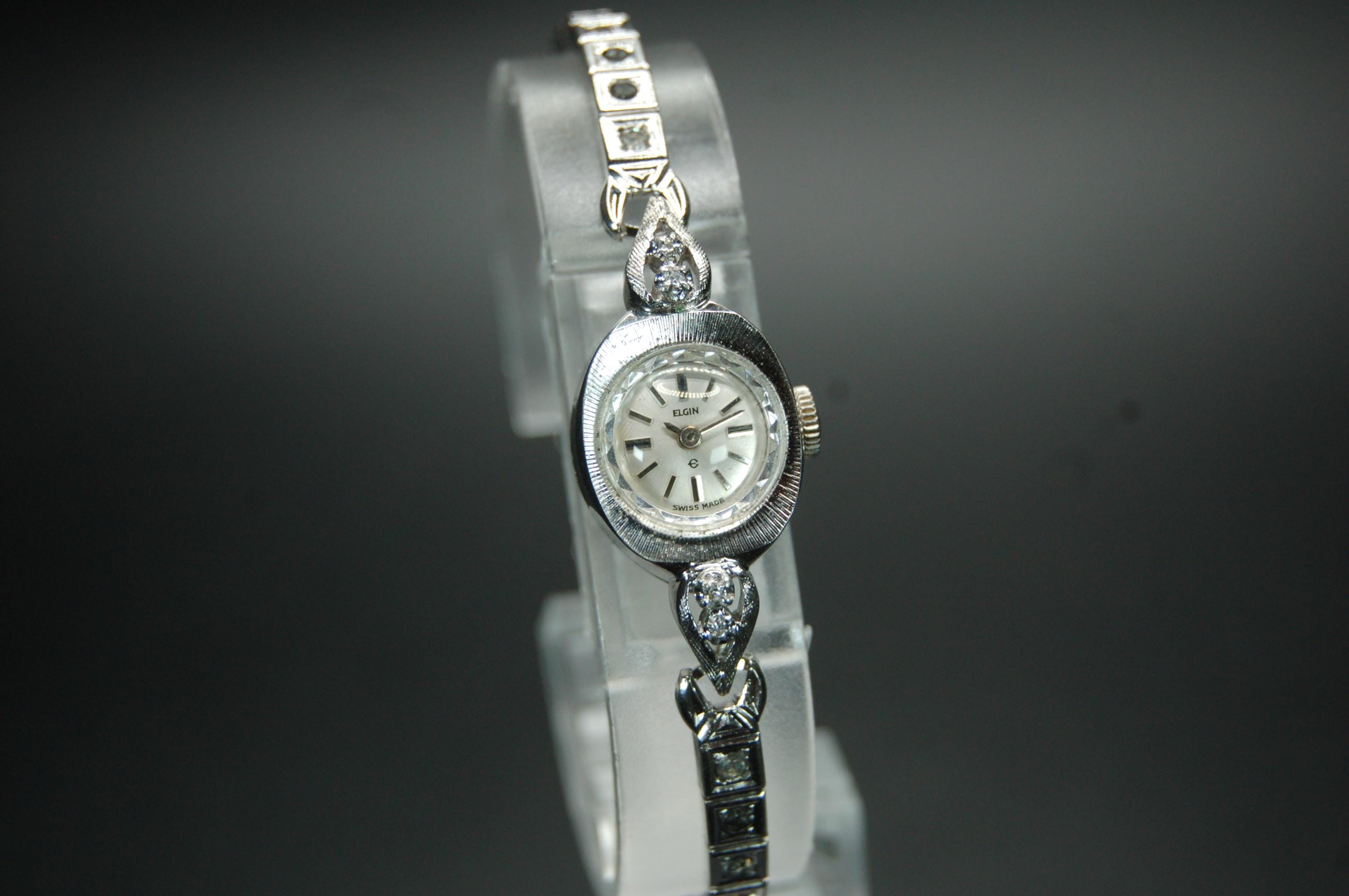 Elgin 10k Solid White Gold 8 Diamond Platinum | eBay