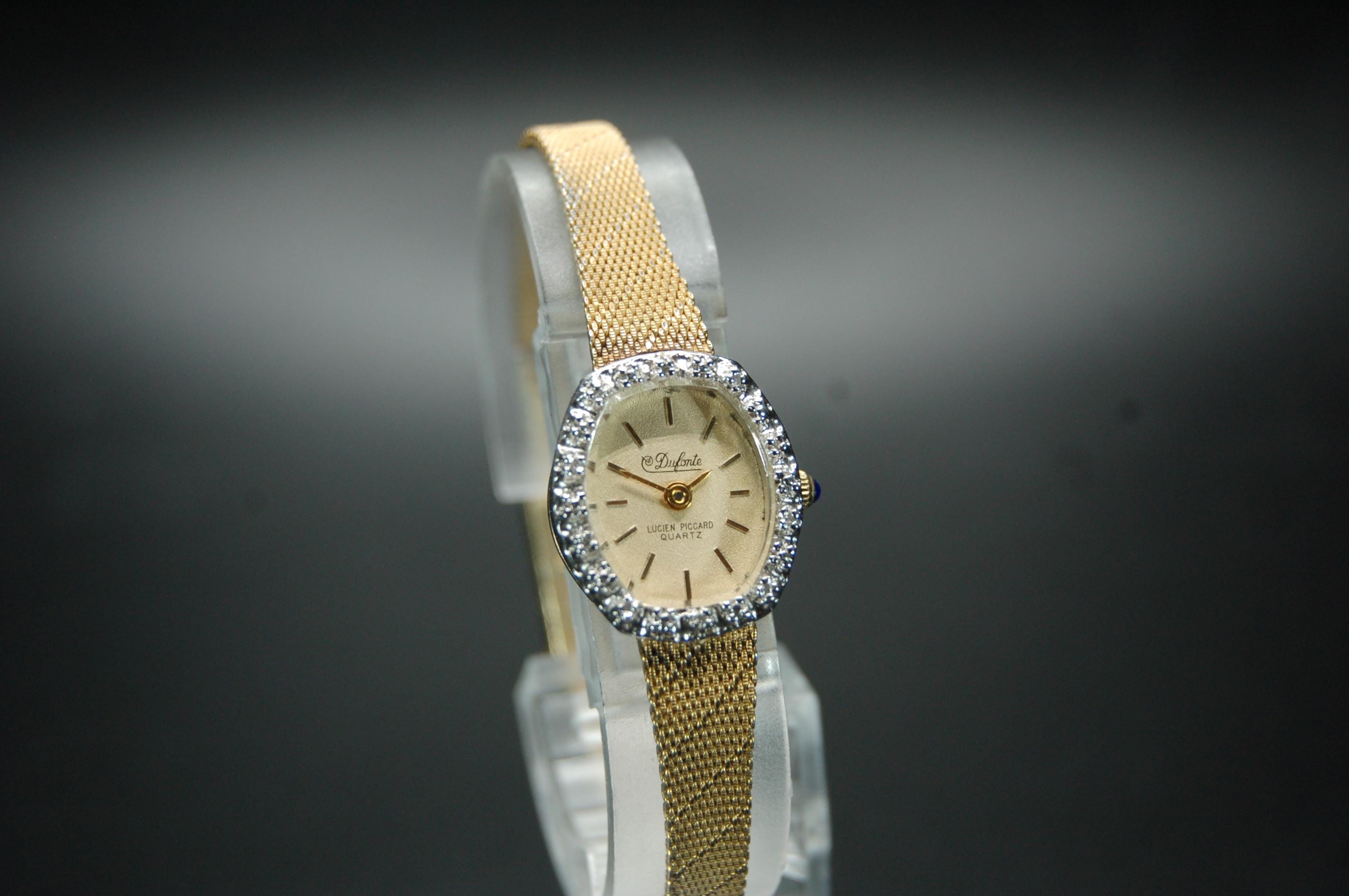 Vintage Dufonte Lucien Piccard Quartz Genuine Diamonds Ladies Dress Watch Etsy