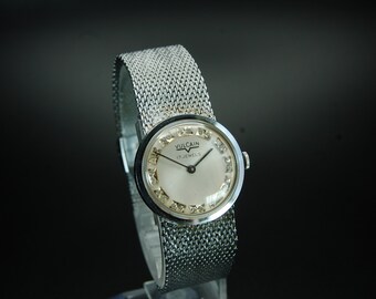 Vintage Vulcain Diamond Dial Stainless Steel Mesh Mechanical Watch