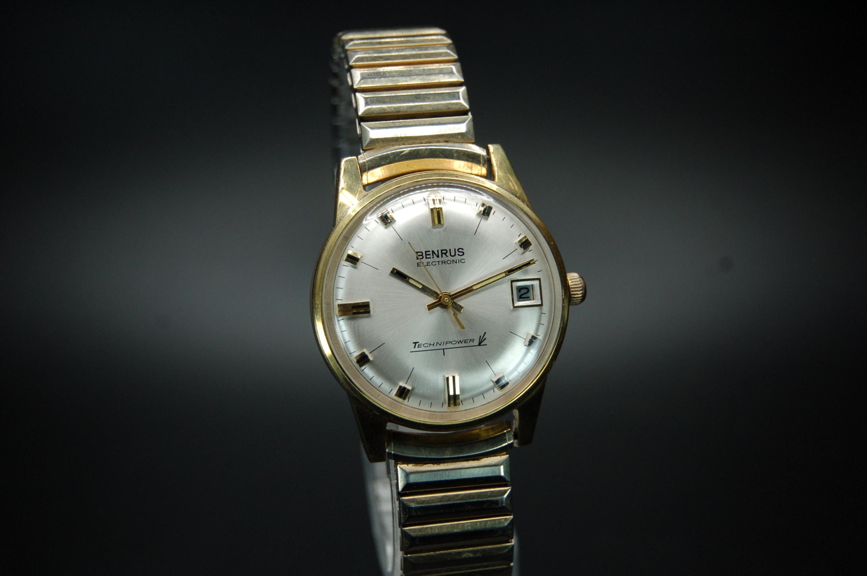 Montre Vintage Benrus Pour Homme - Modèle BB14 - Mécanique Manuelle - Cadran Doré - Occasion Rétro