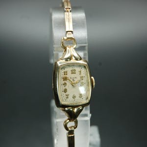 Working Vintage Elgin‎ Ladies Check-board Dial Watch 16mm Fit 6in\