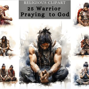 Clipart guerrier priant, guerriers religieux conception png transparent aquarellé, sublimation dévotion, adoration de dieu, combattant priant