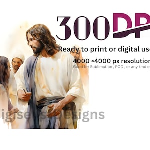 Jesu undervisning Clipart, Jesus talar till människor akvarell design, Jesus och hans efterföljare affischpaket för scrapbooking, skräpjournal bild 3