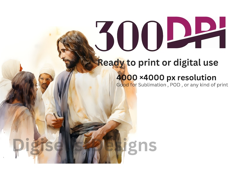 Jesu undervisning Clipart, Jesus talar till människor akvarell design, Jesus och hans efterföljare affischpaket för scrapbooking, skräpjournal bild 3