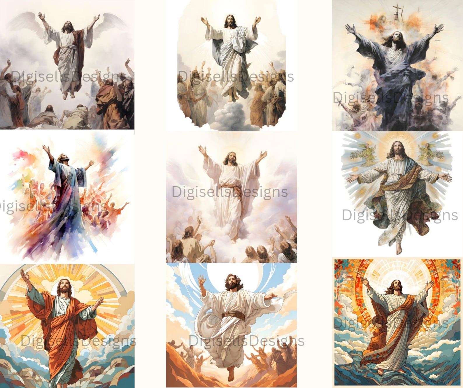 Ascension of Jesus Clipart , Jesus Ascending to Heaven , Resurrection ...