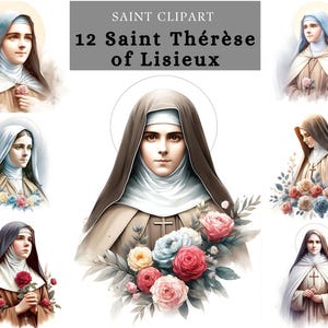 Teresa de Lisieux Clipart,Marie Françoise-Thérèse Martin, Patrona de las Misiones, Teresa del Niño Jesús, diseño imprimible