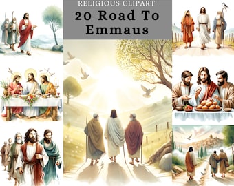 Road to Emmaus Clipart, Miracles Of Jesus , Jesu Walking with devoties, printable sublimation and design for paper craft and projects