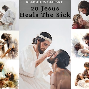 Jesus Healing the Sick Clipart, Heiliges Wunder von Jesus, Healing the Blind, JPG Bild für Sublimation Scrapbooking Junk Journal Kit