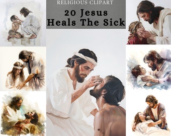 Jesus Healing the Sick Clipart, Holy miracle of Jesus , Healing the Blind, Jpg image for sublimation Scrapbooking junk journal kit