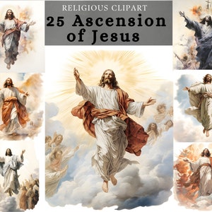 Hemelvaart van Jezus Clipart, Jezus die opstijgt naar de hemel, opstanding van Jezus, Jezus vliegt naar de hemel, Jezus gaat van de aarde naar de hemel