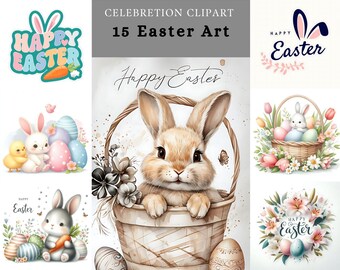 Happy Easter Clipart Pack: Festive Graphics (JPG)