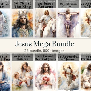 Jesus Mega Bundle Clipart, Christian MegaBundle Digitaldruck, druckbare Sammlung von Jesus für Geschichtenbuch, Scrapbook, Social Media etc