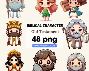Old Testament Clipart PNG, biblical Characters, cartoon style Transparent png , funny sticker for Scrapbooking , junk journal, paper cards