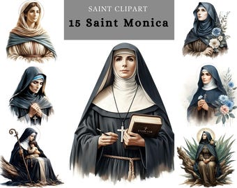 Saint Monica Clipart , Patroness of Mothers and alcoholics, Iconic Christian Saint , sublimation printable design for paper craft