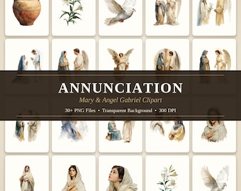 The annunciation clipart bundle, Mary and Gabriel  transparent png