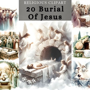 Imágenes prediseñadas de la Tumba de Jesús, Entierro de Jesús, Sábado Santo, diseño de Jesús imprimible para arte mural, scrapbooking, diario basura, arte de diario bíblico