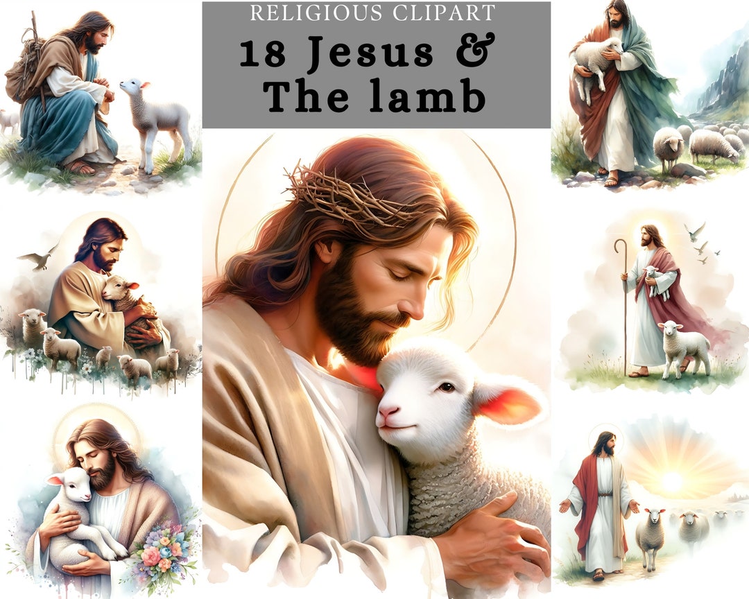 Jesus With Lamb Clipart , Good Shepherd , Jesus Sublimation Design ...