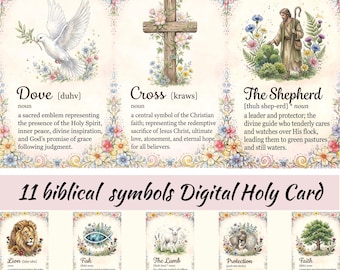 Watercolor Holy symbols Cards , Bible Symbol Clipart for DIY Crafts, Wall Decor ,Spiritual Gifts , scrapbook, prayer journals, sunday School