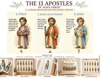 13 Apostles Clipart, Jesus Disciples Watercolor Illustrations (Digital Download)