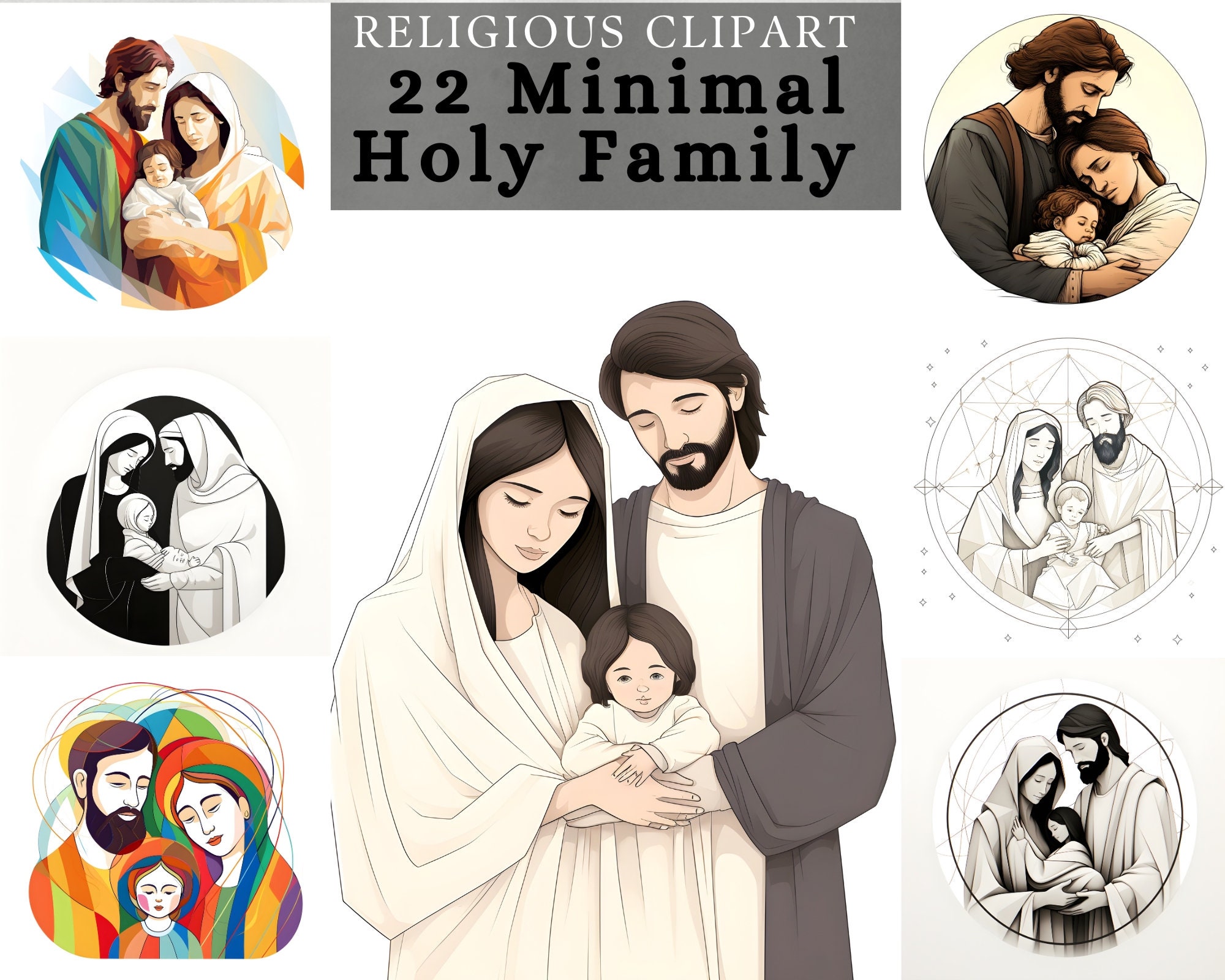 Minimalistic Holy Family Clipart, Jesus Was Born , Nativity Vector