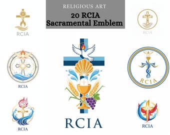 RCIA Sacramental Symbols Clipart,  Printable Designs for Baptism, First Communion, Confirmation & Cross - Perfect for Sublimation and card