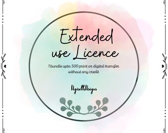 Extended Commercial Licence, 1 Bundle Commercial licence for digital or physical print transfer upto 500 copies