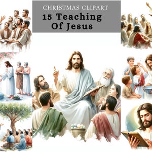 Lehre von Jesus Clipart-Bundle: Perfekt für Sonntagsschule, Bibelarbeit, Predigten und religiöses Handwerk und Sublimationsdrucke