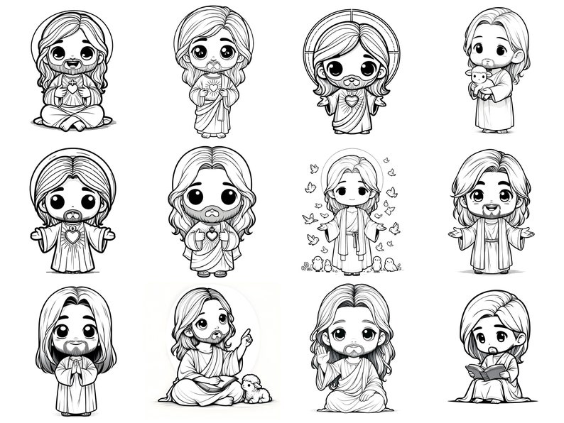 Jesus Coloring Page clipart , printable Coloring Book page ,Christian Coloring page of Jesus for Toddlers, printable digital download image 7