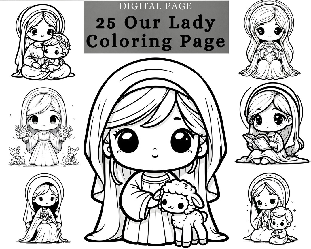 Mother Mary Coloring Page Clipart , Printable Coloring Book Page ,christian Coloring Page Our ...