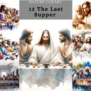 Clipart della Sacra Cena, L'Ultima Cena, Festa Divina, Gesù che mangia con i suoi discepoli, design stampabile a sublimazione per l'artigianato con la carta
