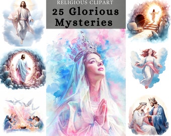 Glorious Mystery Clipart, Rosary Jesus Design (JPG)